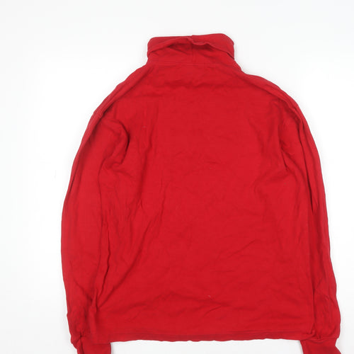 Savile Row Women Red Roll Neck Long Sleeve Cotton Top M