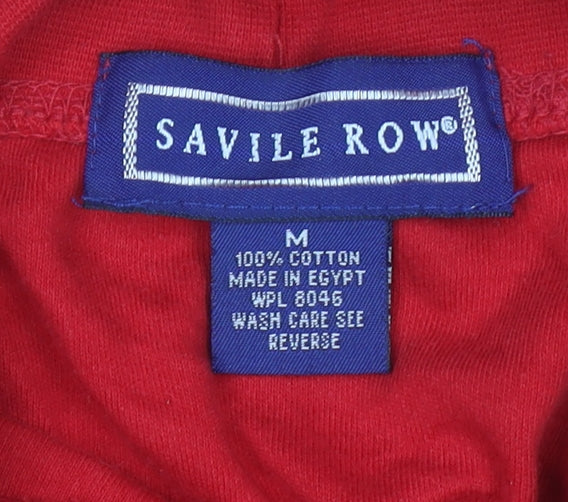 Savile Row Women Red Roll Neck Long Sleeve Cotton Top M