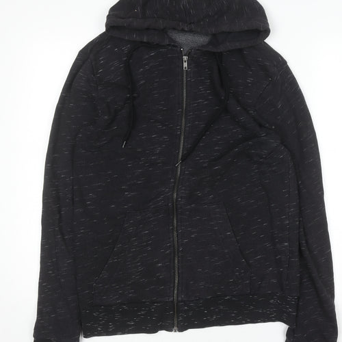 H&M Mens Black Full Zip Hoodie Size S Regular Fit Cotton Blend