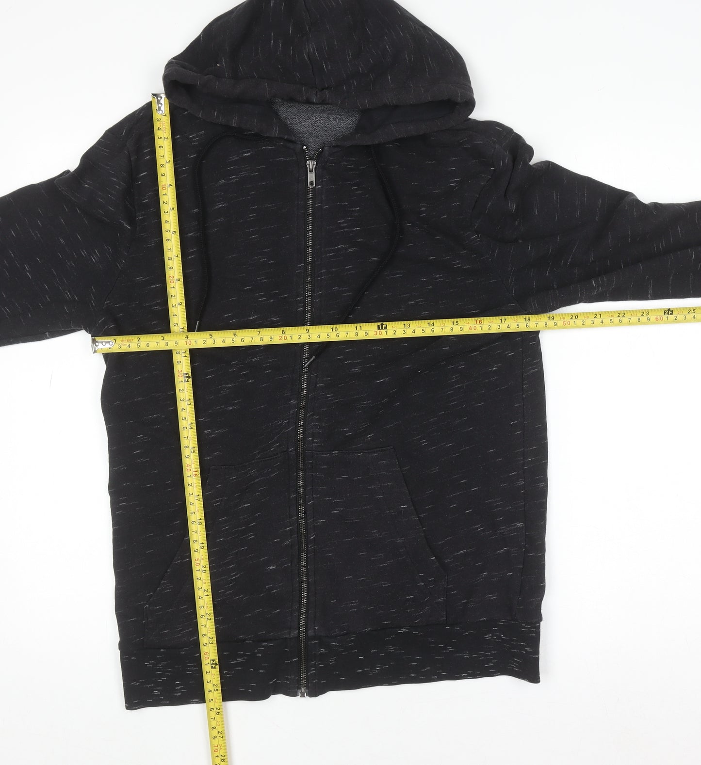 H&M Mens Black Full Zip Hoodie Size S Regular Fit Cotton Blend