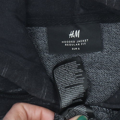 H&M Mens Black Full Zip Hoodie Size S Regular Fit Cotton Blend