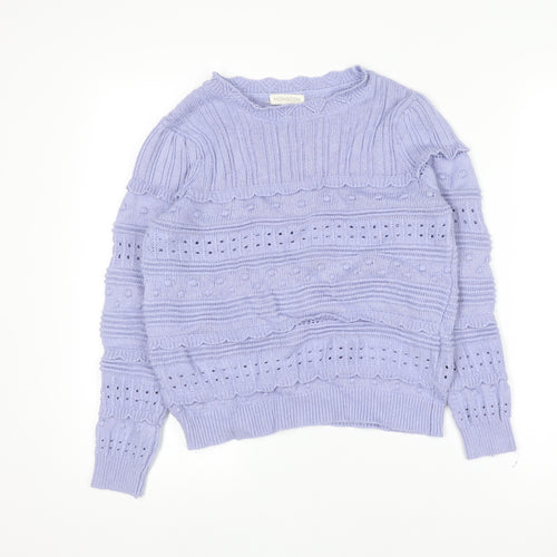 Monsoon Women Purple Knit Crew Neck Long Sleeve Jumper S
