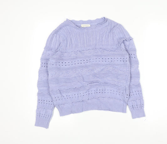 Monsoon Women Purple Knit Crew Neck Long Sleeve Jumper S
