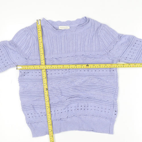 Monsoon Women Purple Knit Crew Neck Long Sleeve Jumper S