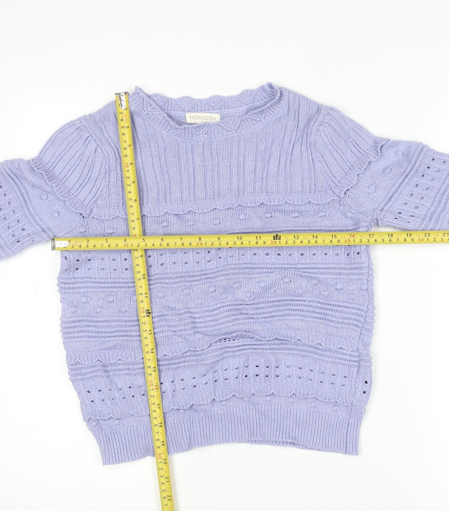 Monsoon Women Purple Knit Crew Neck Long Sleeve Jumper S