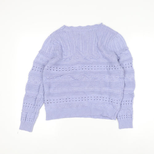 Monsoon Women Purple Knit Crew Neck Long Sleeve Jumper S