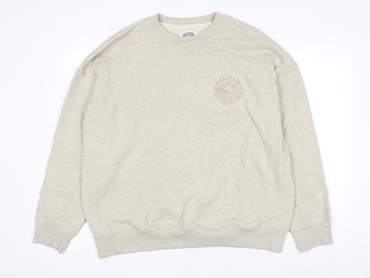 Animal Womens Beige Cotton Blend Crew Neck Sweatshirt Size 14