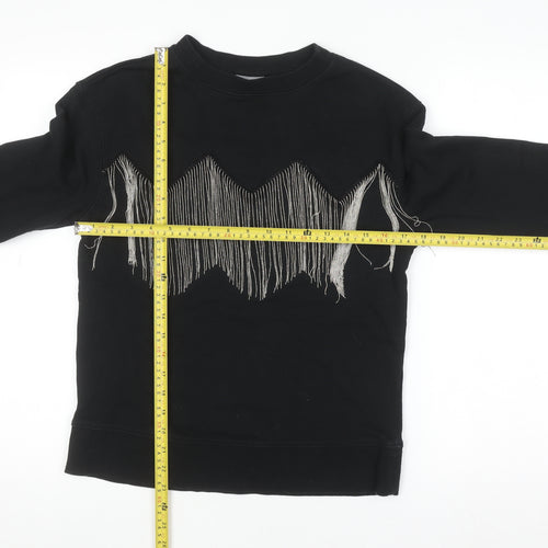 Oliver Bonas Womens Black Fringe Pullover Jumper Size 8