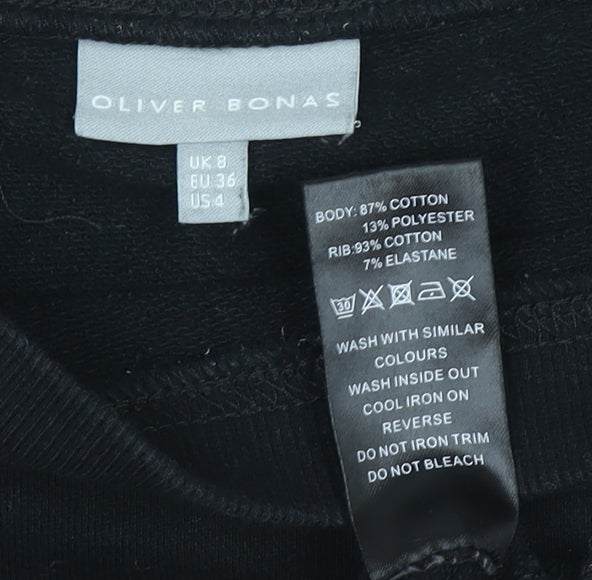 Oliver Bonas Womens Black Fringe Pullover Jumper Size 8