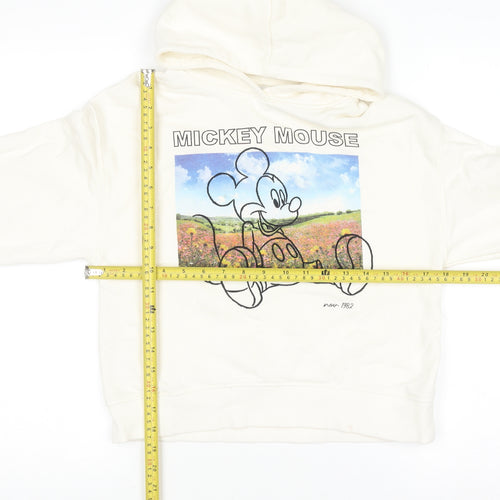 Zara Girls Ivory Disney Mickey Mouse Pullover Hoodie Size 10 Years