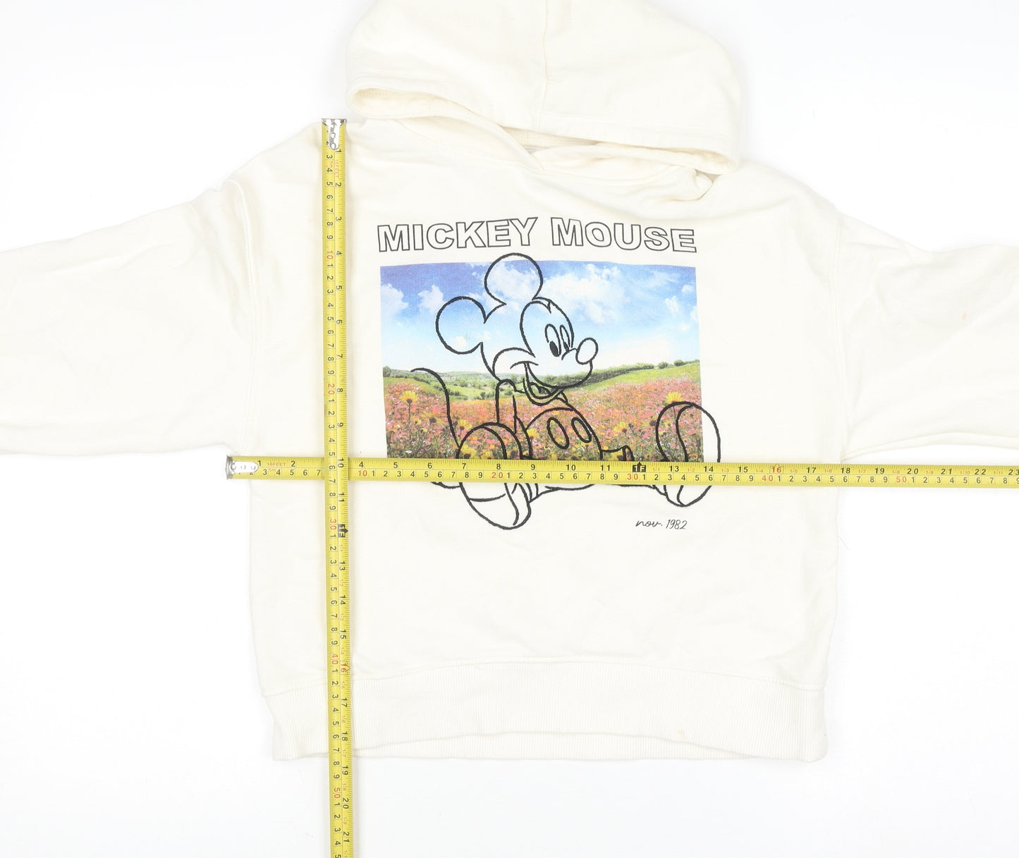 Zara Girls Ivory Disney Mickey Mouse Pullover Hoodie Size 10 Years