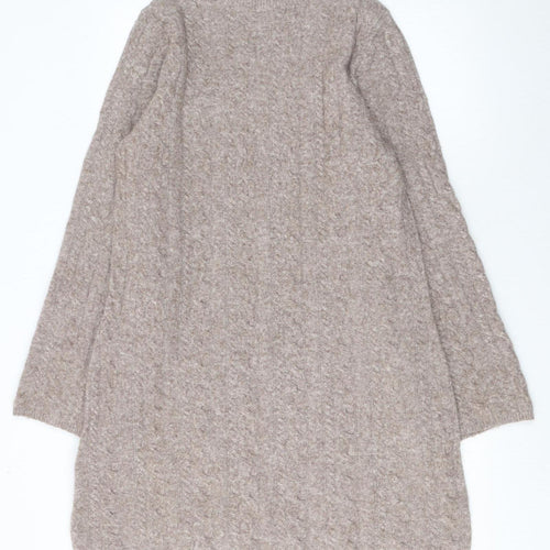 F&F Women Beige Knit Wool Blend Long Sleeve Jumper Dress L