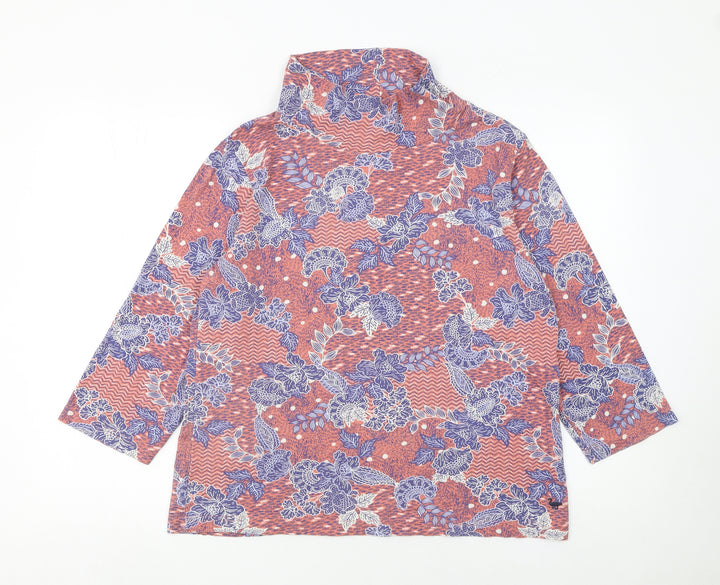 Country Rose Women’s Multicoloured Floral Roll Neck Tunic Blouse L