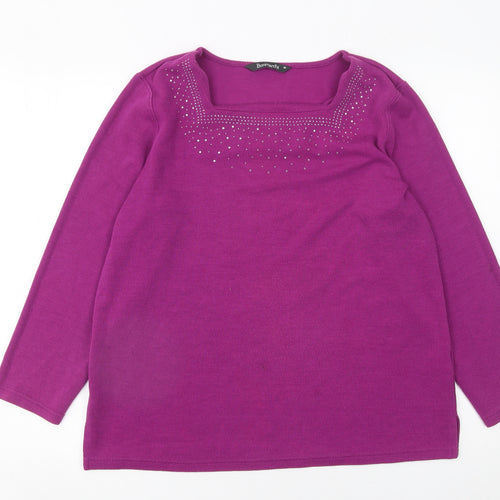 Bonmarché Women's Purple Rhinestone Pullover Jumper Size M