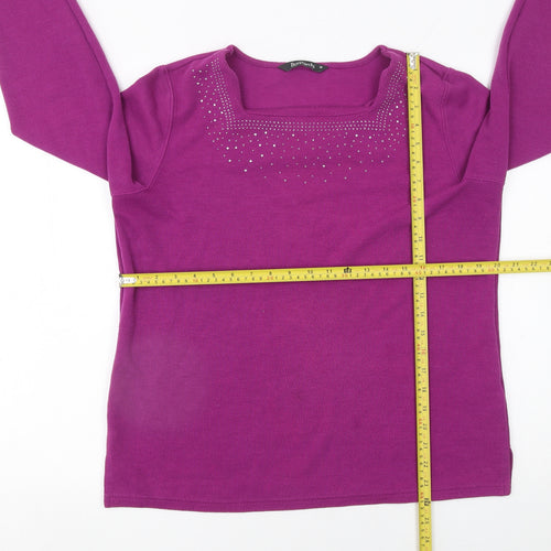 Bonmarché Women's Purple Rhinestone Pullover Jumper Size M
