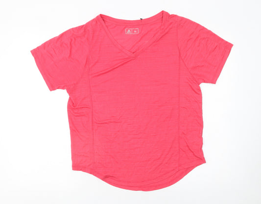 Next Women's Pink V-Neck Regular Fit Active T-Shirt Size 14