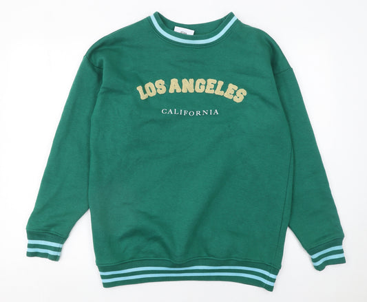 Daisy Street Womens Green Los Angeles Sweatshirt Size 6 Cotton Blend
