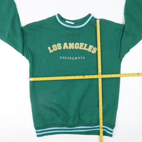 Daisy Street Womens Green Los Angeles Sweatshirt Size 6 Cotton Blend