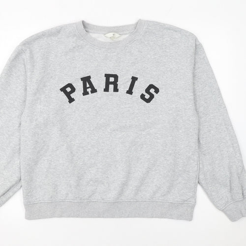H&M Womens Grey Paris Graphic Sweatshirt Size 12 Regular Fit