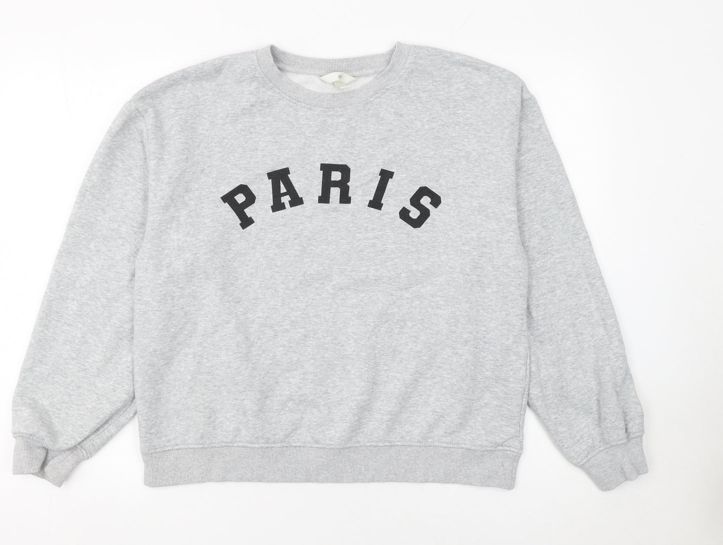 H&M Womens Grey Paris Graphic Sweatshirt Size 12 Regular Fit