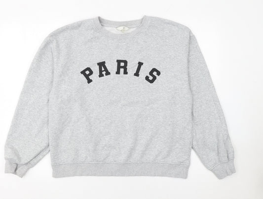 H&M Womens Grey Paris Graphic Sweatshirt Size 12 Regular Fit