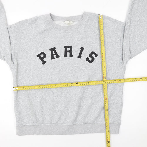H&M Womens Grey Paris Graphic Sweatshirt Size 12 Regular Fit