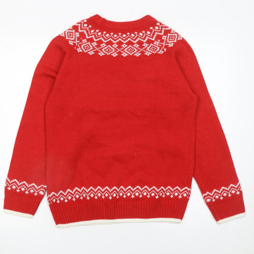 Avenue Women Red Small Reindeer Christmas Pullover Jumper