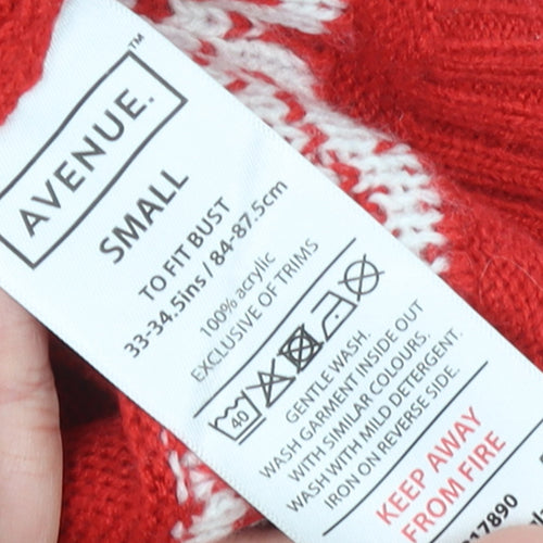 Avenue Women Red Small Reindeer Christmas Pullover Jumper