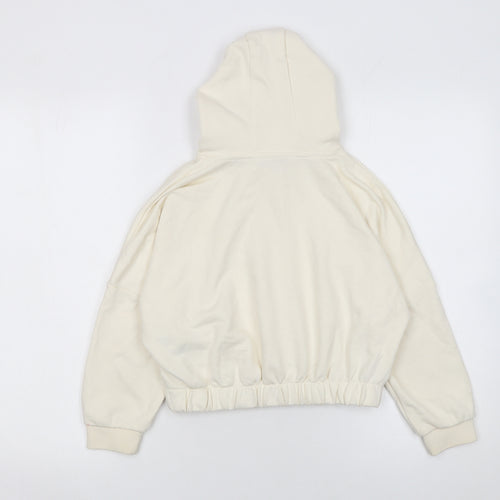 U.S. Polo Assn. Girls Ivory Hoodie 7-8 Years Pullover Cotton Blend Logo Sweatshirt