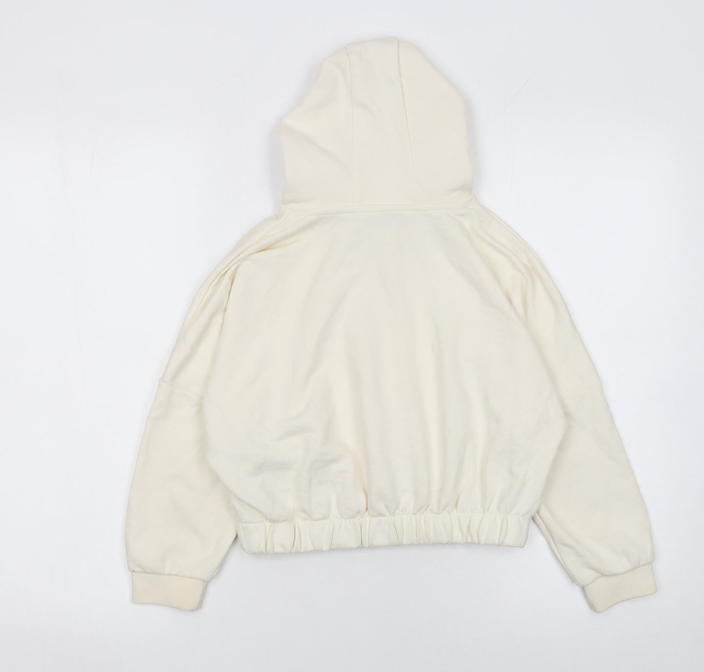 U.S. Polo Assn. Girls Ivory Hoodie 7-8 Years Pullover Cotton Blend Logo Sweatshirt