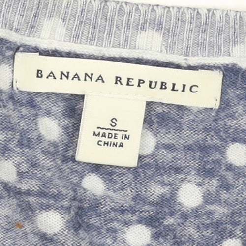 Banana Republic Women's Blue Polka Dot Cotton Cardigan Size S