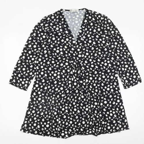 David Nieper Women’s Black Polka Dot Wrap Dress Size 16 Viscose Elastane