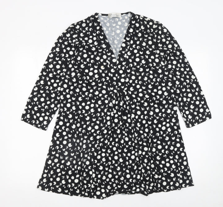David Nieper Women’s Black Polka Dot Wrap Dress Size 16 Viscose Elastane