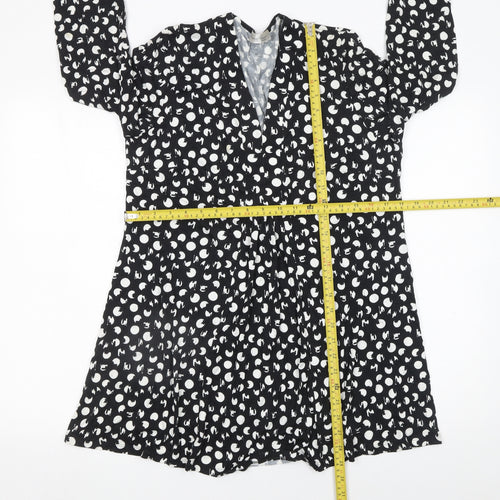 David Nieper Women’s Black Polka Dot Wrap Dress Size 16 Viscose Elastane