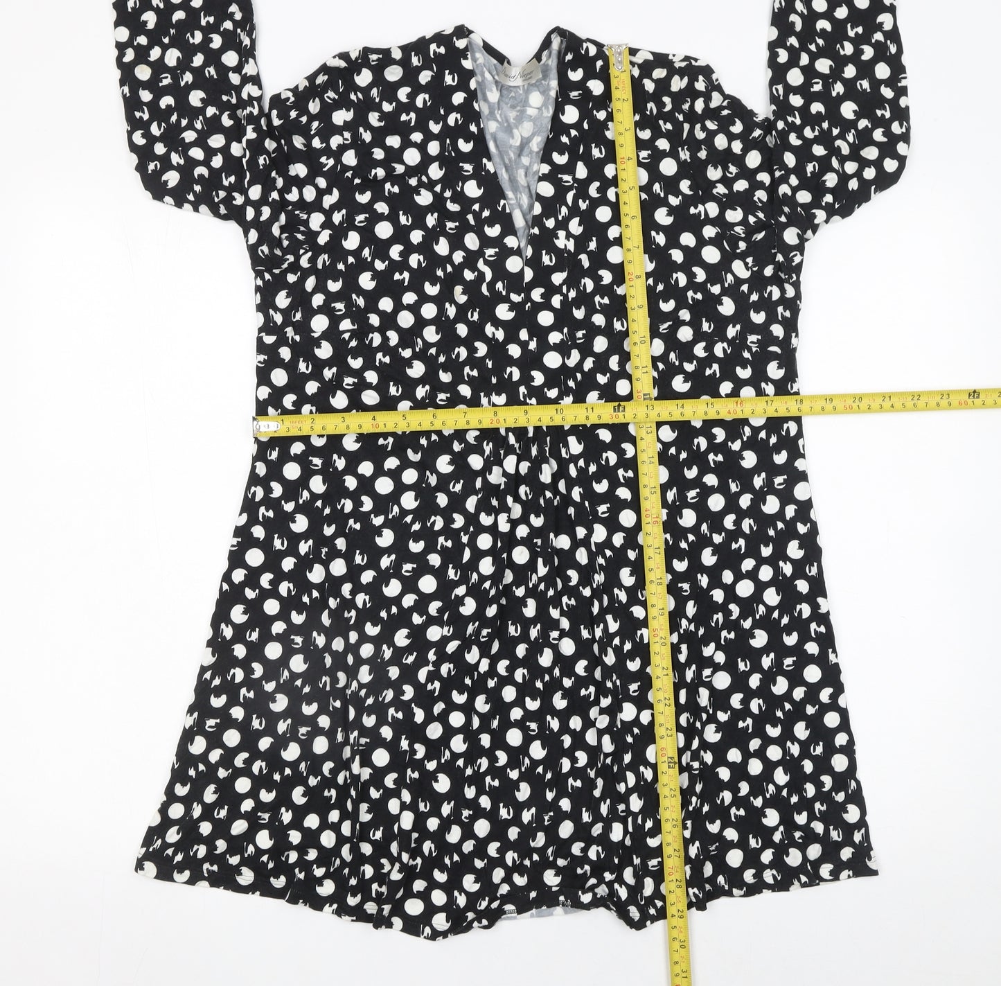 David Nieper Women’s Black Polka Dot Wrap Dress Size 16 Viscose Elastane