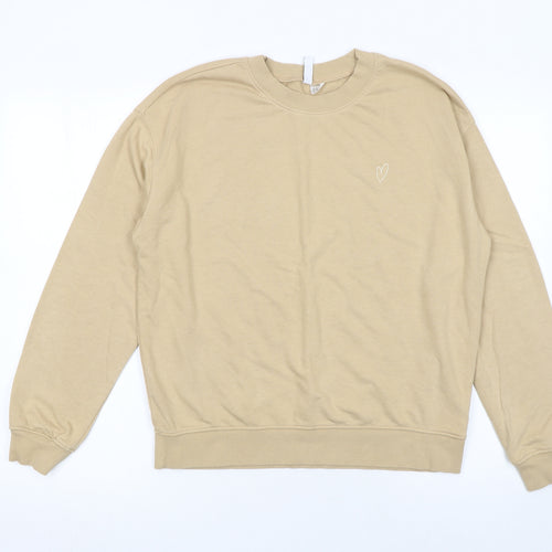 H&M Divided Women Beige Crew Neck Pullover Sweatshirt Medium
