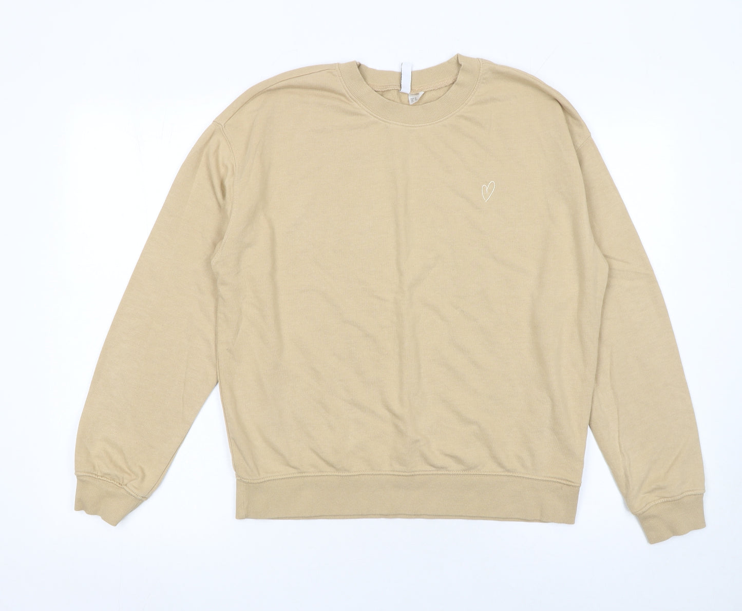 H&M Divided Women Beige Crew Neck Pullover Sweatshirt Medium