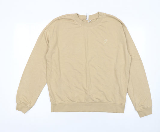H&M Divided Women Beige Crew Neck Pullover Sweatshirt Medium
