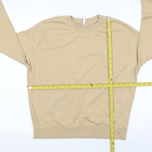 H&M Divided Women Beige Crew Neck Pullover Sweatshirt Medium