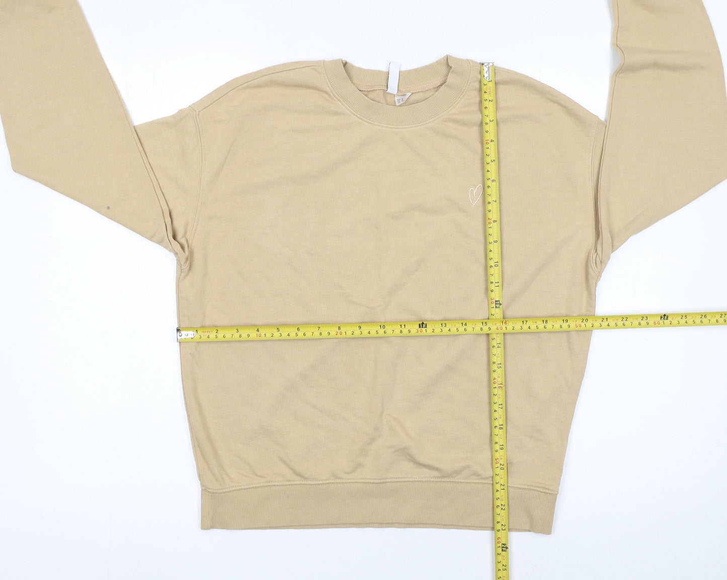 H&M Divided Women Beige Crew Neck Pullover Sweatshirt Medium