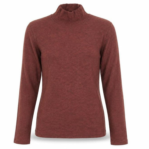 River Island Womens Brown Mock Neck Slim Knit Jumper Size 8