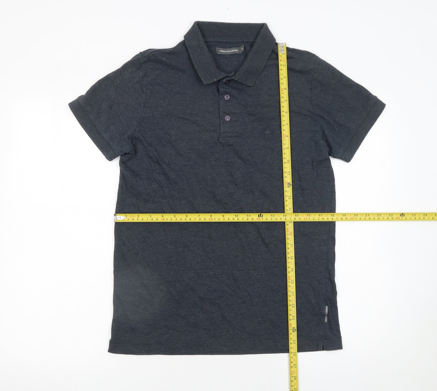 French Connection Men's Grey Short Sleeve Polo Shirt Size M