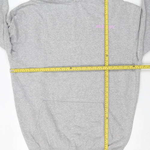 Playboy x Missguided Grey Graphic Pullover Hoodie Womens UK 10