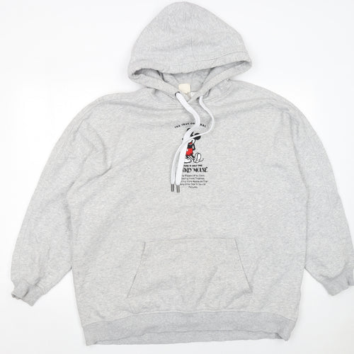 Disney Women Grey Mickey Mouse Pullover Hoodie Size Small
