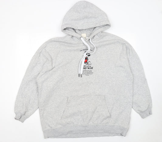 Disney Women Grey Mickey Mouse Pullover Hoodie Size Small