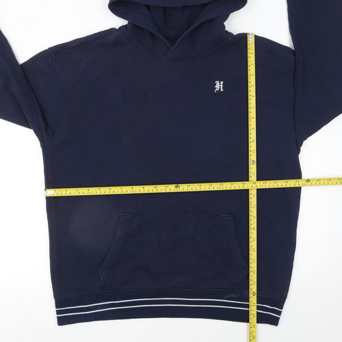 Hollister Men's Blue Pullover Hoodie L Fleece Logo Sweatshirt