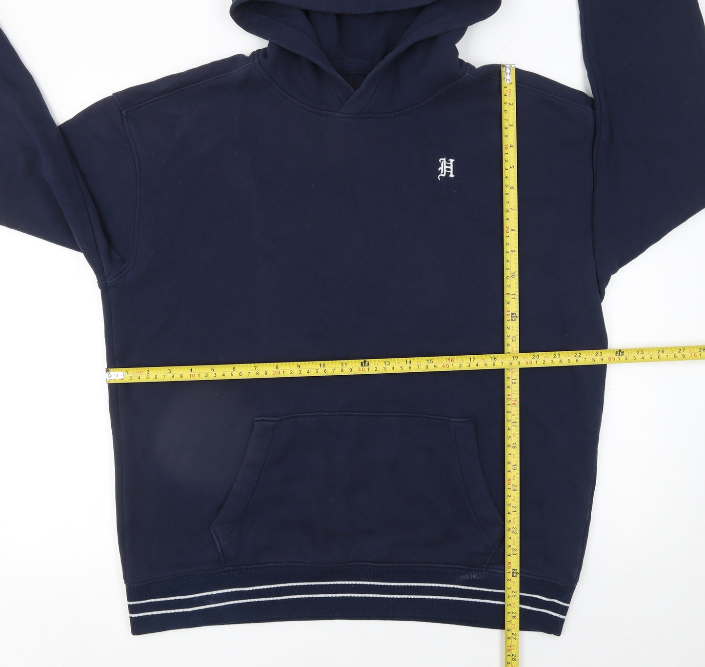 Hollister Men's Blue Pullover Hoodie L Fleece Logo Sweatshirt
