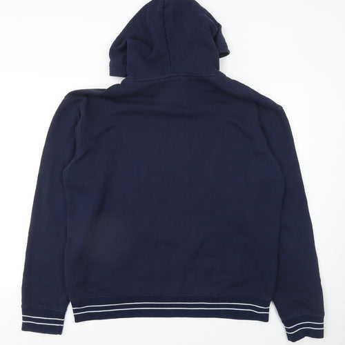Hollister Men's Blue Pullover Hoodie L Fleece Logo Sweatshirt