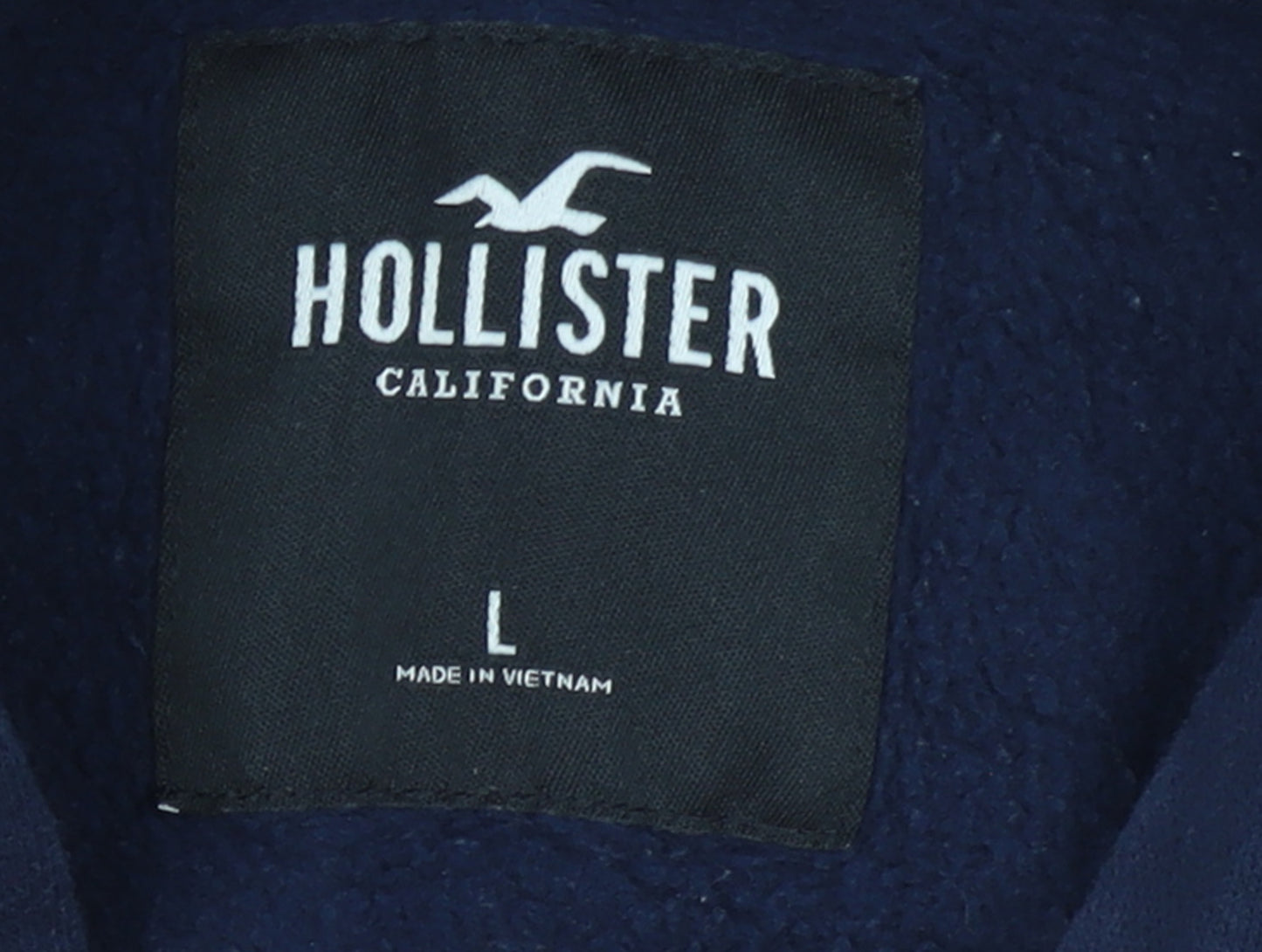 Hollister Men's Blue Pullover Hoodie L Fleece Logo Sweatshirt