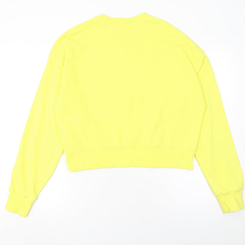 Champion Women Yellow Crew Neck Pullover Sweatshirt Size L Cotton Blend